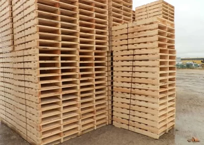 stacked custom wood palllets outside